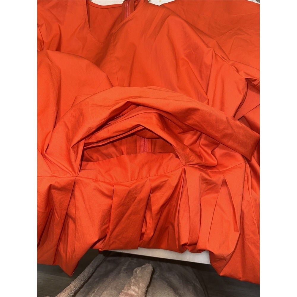 Diane Von Furstenberg Bethania Dress Women 12 Orange Short Sleeve Wrap Pleated - Picture 10 of 10